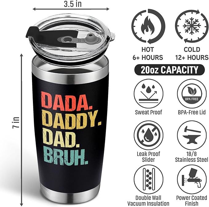 Christmas Gifts for Dad, Men - Gifts for Dad from Daughter, Son - Dads Birthday Gift Ideas, Happy Birthday gifts for Dads, Fathers - Best Dad Ever Gift, Present for dads - 20 Oz dad Tumbler