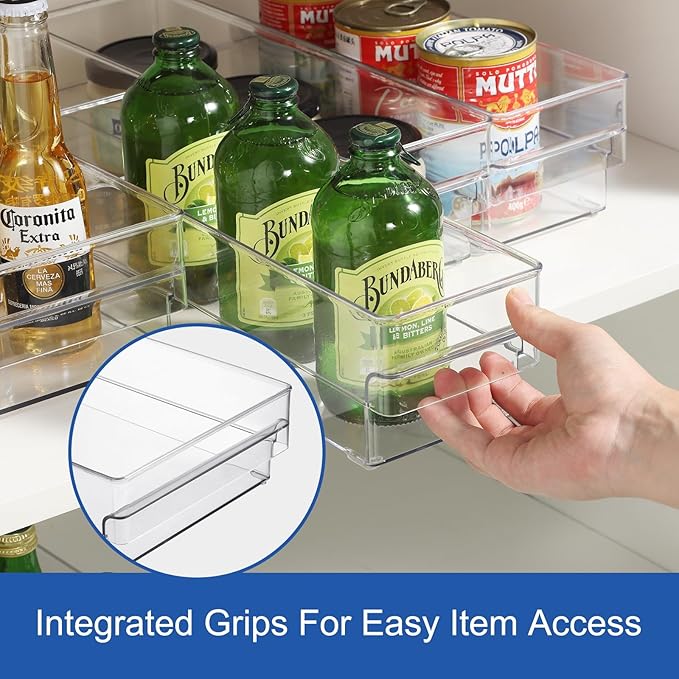 Plastic Storage Bins, 2 Pack Stackable Fridge Organizer Bins, Freezer Storage Bins, Clear Refrigerator Organizer Bins, Multipurpose Kitchen Pantry Organizers and Storage (S)