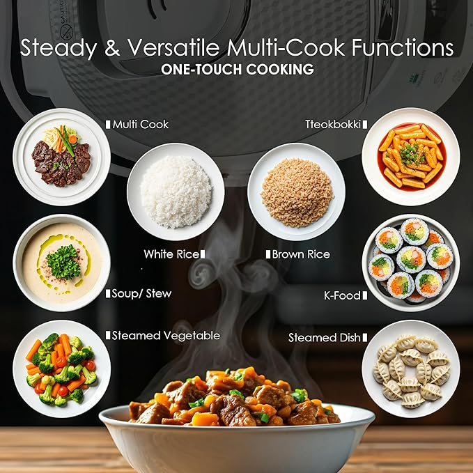 MAGiC COM multi-Functional Digital Rice Cooker 10 Cup Uncooked (20 Cup Cooked), 15-in-1 Programmable Electric Rice & Grain Cooker with Auto Clean, Non-Stick Pot, Steamer Basket, 24H Delay Timer, and Auto Keep Warm(Black)