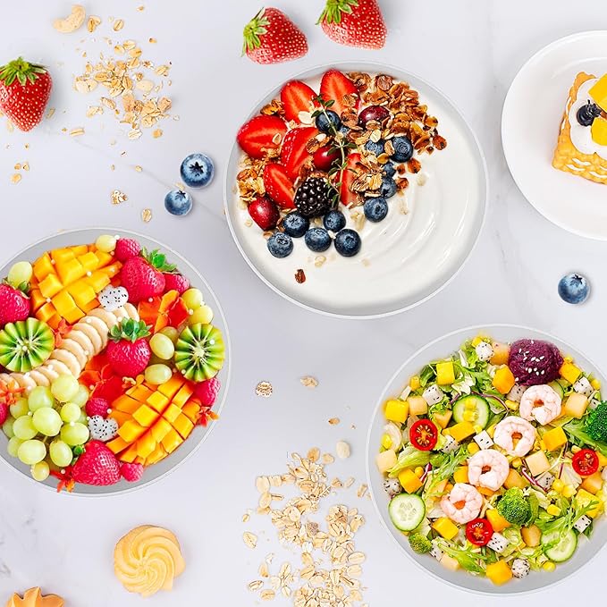 EI 8pcs Wheat Straw Bowls Set,Unbreakable Reusable Plastic Bowls,BPA-Free Lightweight Cereal, Salad & Soup Bowls,Ideal for Breakfast, Picnic, Party or Dinner