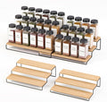 Tiered Spice Rack Organizer – Wood & Metal Countertop & Cabinet Spice Stand, Strong & Sturdy 3-Tier Shelf for Kitchen, Pantry, Seasoning Bottles – Minimal Scandinavian Design - Wood Brown