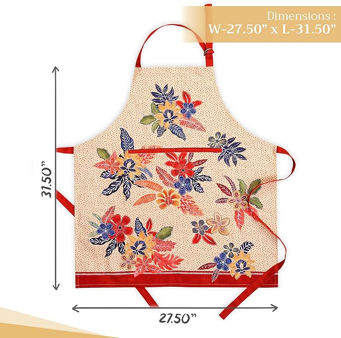 Maison d' Hermine 100% Cotton Apron for women with Pocket Kitchen Chef Apron for Men Cooking Gardening Server Waitress
