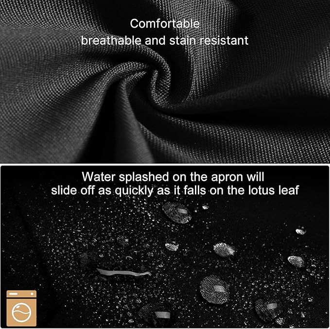 Aprons for Women Men BBQ Chef Cooking Artist Water Drop Resistant Canvas Adjustable Kitchen Apron with Pockets for Unisex Grill Baking Painting Art Stylist Dishwashing Comfortable Aprons (black)