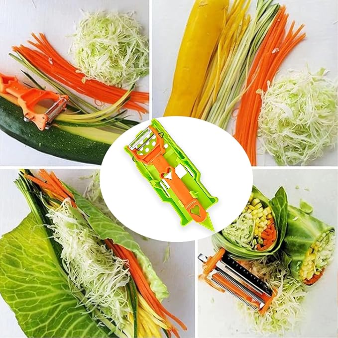 Pelador Multifuncional 2-En-1, Pelador De Papas, Multi Cutter and Julienne Set with Grating Plate, Single Blade Peeler + Lemon Squeezer + Potato Spiralizer, Kitchenware Set for Fruit,Vegetable (1PC)