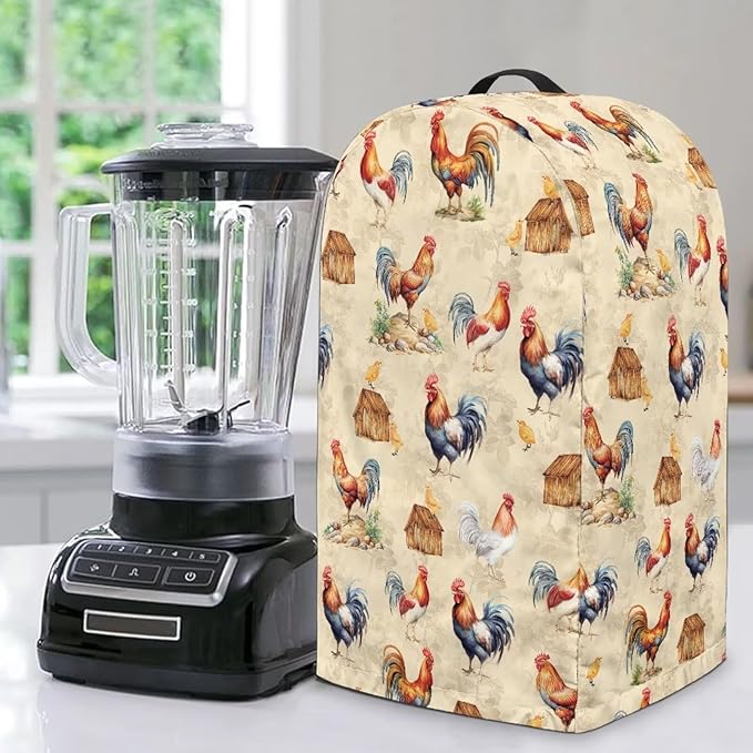 Farm Rooster Blender Cover Dust Cover Appliance Dust Cover for Small Food Processor Coffee Maker Juice Maker with Top Handle Kitchen Decor Foldable