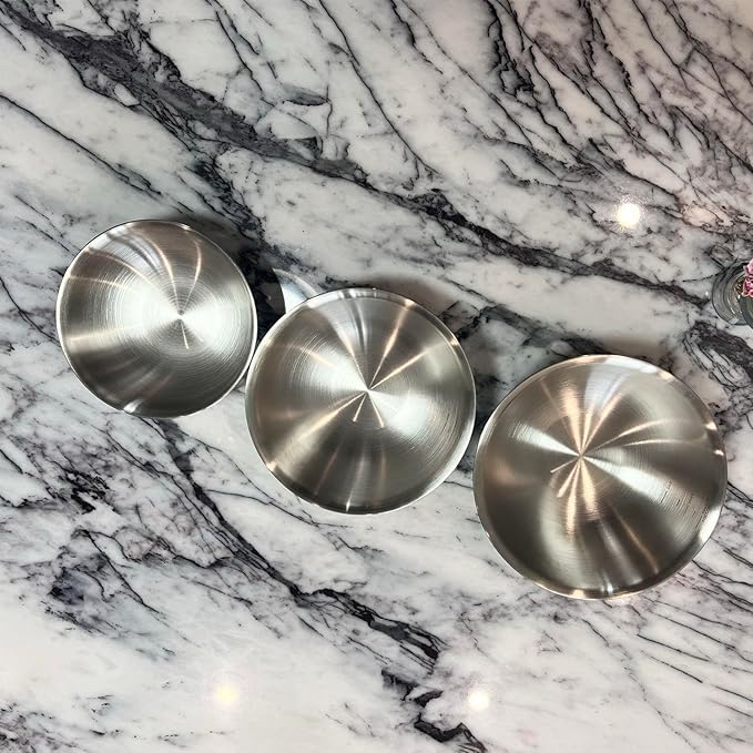 Stainless Steel Mixing Bowl Thickened 3-Piece Set, Nested Flat Bottom 1.3QT (1200ml)/1.9QT (1800ml)/2.6QT (2500ml) Kitchen Food Storage Organizer for Baking, Salad Prep, Vegetable Washing (Silver)