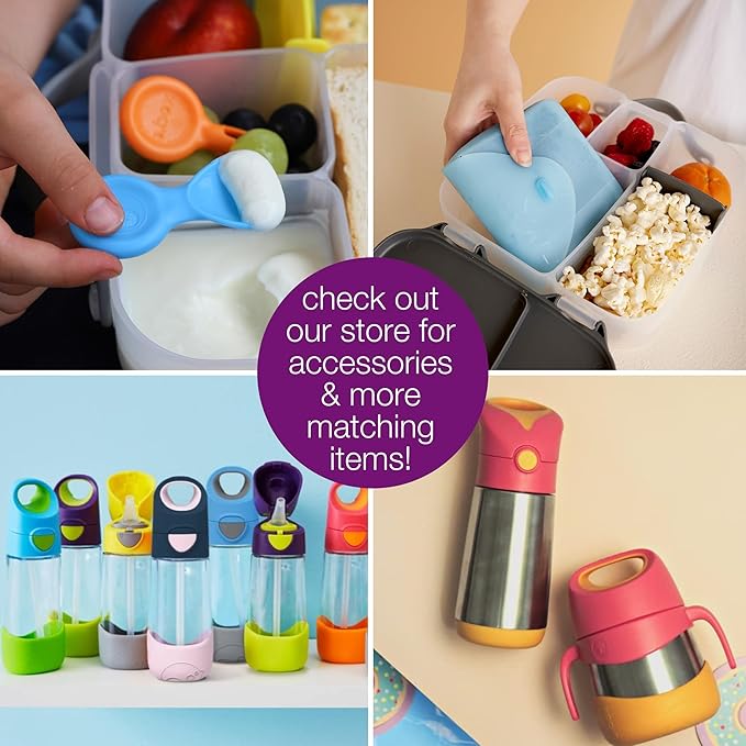 b.box Mini Lunch + Snack Containers (Strawberry Shake): 2-Pack Set Includes Lunch Box (4 1/4 Cup Capacity) & Snack Box (1 3/4 Cup Capacity). Easy Open Bento Containers, School Supplies