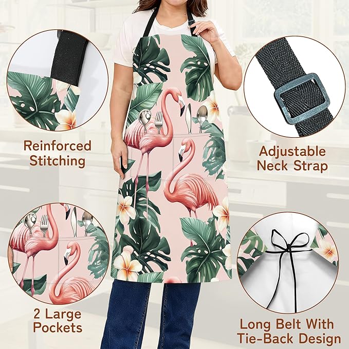 Apron with Pockets for Women, Adjustable Kitchen Cooking BBQ Chef Apron, Gifts for Mom Birthday, or Holidays