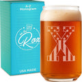 Monogram Beer Glasses for Men Women (A-Z) 16 oz - Beer Gifts for Men Brother Son Dad Neighbor - Unique Gifts for Him - Personalized Drinking Gift Beer Glass Mugs - Engraved Beer Can Glass ( X )