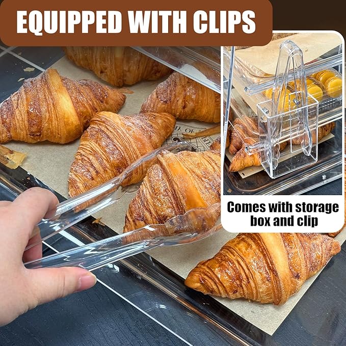 3-Tier Commercial Countertop Bakery Display Case with Rear Doors, 20.9 x 17.3 x 16.7 inches, Clear Countertop Cabinet for Pastries and Desserts