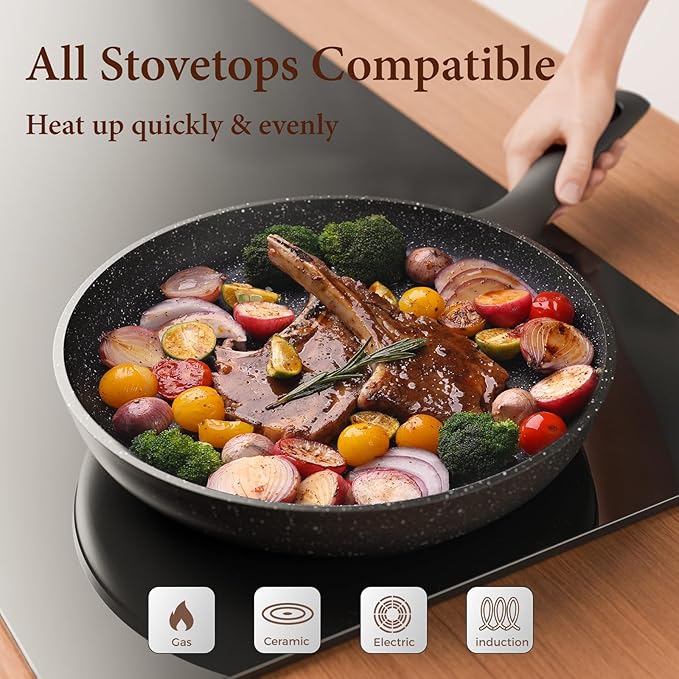 10 Inch Nonstick Frying Pan for Eggs & Omelettes, Deep Skillet Pan for Cooking, PFOA-Free Non Toxic Non Stick Frying Pan
