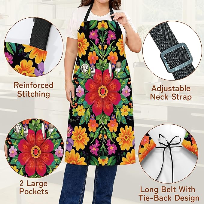 Adjustable Kitchen Apron with Pockets for Women and Men,Soft Chef Apron for Cooking, BBQ, and Grill