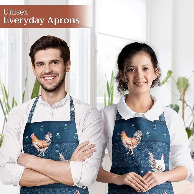 Maison d' Hermine 100% Cotton Apron for women with Pocket Kitchen Chef Apron for Men Cooking Gardening Server Waitress