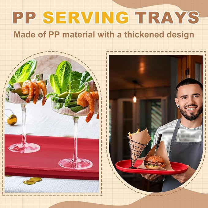 uxcell 2Pcs Fast Food Serving Trays, 12x6.6 Oval Reusable Restaurant Serving Trays for Kitchen Restaurant Coffee Fruit Burger Lunch Dessert, Cream White