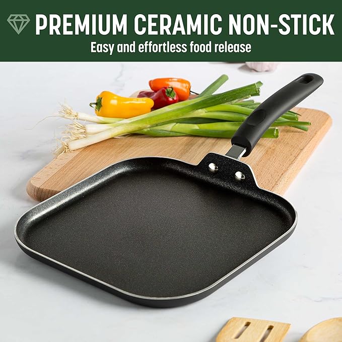 Goodful Ceramic Nonstick Pots and Pans Set, Premium Ceramic Coating Made without PFOA, PTFE or PFAS, Dishwasher Safe, 12-Piece, Charcoal Gray