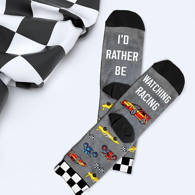 VICRAZY Racing Car, Sport Car Socks for Men, Women - Formula 1 Gifts, Racing Socks, Stocking Stuffers for Men, Women