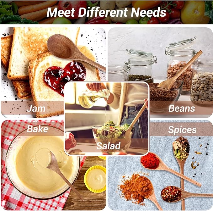 4 Pcs Acacia Wooden Spoons for Cooking Mixing Wooden Utensils Cooking Spoon 8, 10, 12, 14 Inch for Kitchen Salad Mixing Tasting Baking Stirring Serving Food No Scratch Nonstick Cookware