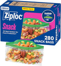 Ziploc Snack Bags, Easy Open and Close, Plastic Food Storage Bags, 280 Bags Total (Packaging May Vary)