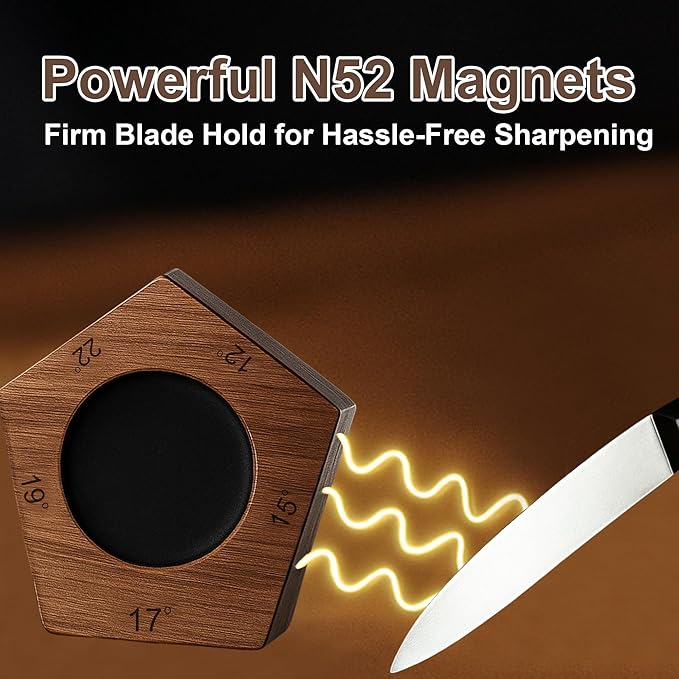 SKILO Rolling Knife Sharpener Made of Black American Walnut - Tumbler Knife Sharpener Knife Sharpening With Diamonds & Ceramic for Steel of Any Hardness With Magnetic Angle