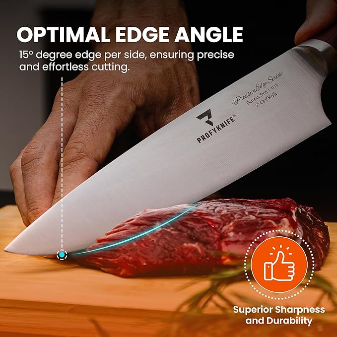 PrecisionEdge Ultra Sharp Japanese Chef Knife Set Professional Slice Cooking with Red Pakkawood Handles Japanese Kitchen Knives Sets without block Culinary Chef Knives (2PCs Knife Set)