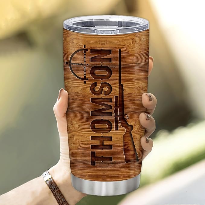 Hyturtle Personalized Deer Hunting Tumbler 20oz 30oz Hunter Gifts For Men Hunters Double Wall Vacuum Thermos Insulated Tumblers Travel Coffee Mug Cup With Lid Cups Gift For Men Women Dad Papa