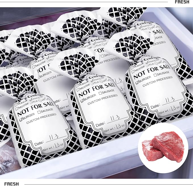 1500 Pack Wild Game Meat Bags Pack for Freezer 1 lb 8.03 x 4.41 Inch Ground Meat Freezer Packing Bags Bulk Venison Beef Processing Storage with Twist Ties for Outdoor
