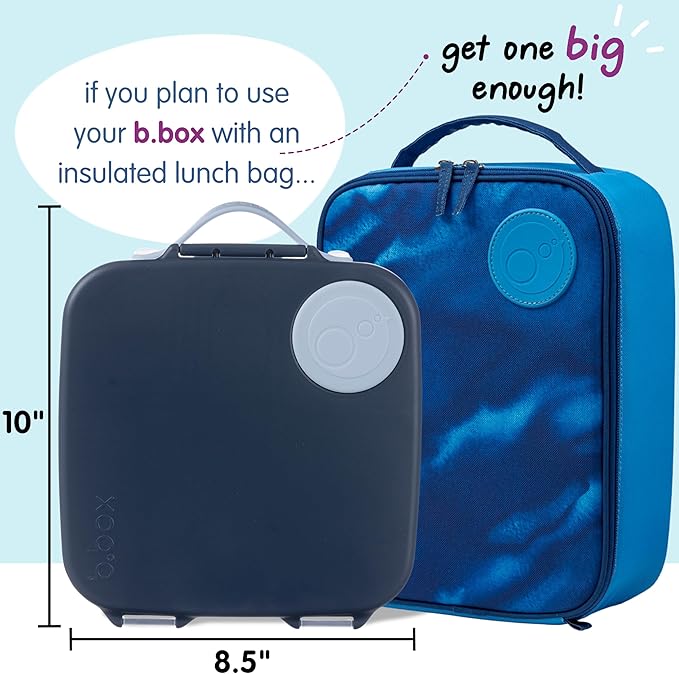 b.box Kids Lunch Box – 4 compartments (2 Leak-proof) Bento Box with Cold Pack & Removable Divider Reusable Snack Containers with Lids, Snack Box for Toddlers & Older Kids 8 1/2 cups (Midnight)
