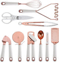 COOK WITH COLOR Kitchen Gadget Set Copper Plated Stainless Steel Utensils with Soft Touch Handles, Copper White, 10 Pieces
