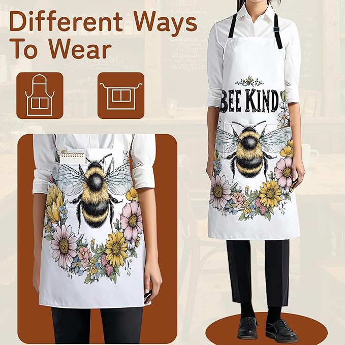 Cooking Apron for Women and Men,Adjustable Chef Bib Apron with 2 Pockets, Water and Oil Resistant for Kitchen Use