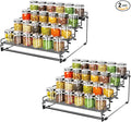 2 Pack 4 Tiered Countertop Spice Rack Organizer for Cabinet, Metal Tiered Spice Holder Storing 24 Spices Jars, Multipurpose Seasoning Shelf for Cupboard, Pantry, Kitchen Storage (2 Pcs)
