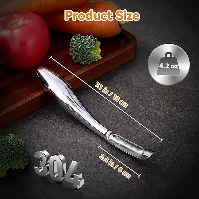 Vegetable Peeler, Stainless Steel Peeler for Kitchen, Apple Peeler Smooth Curved Handle, Double Blades, Ultra Sharp, Fruits & Veggie Peeler, Non Rustic and Non Toxic, I Shap Kitchen Aid Peeler