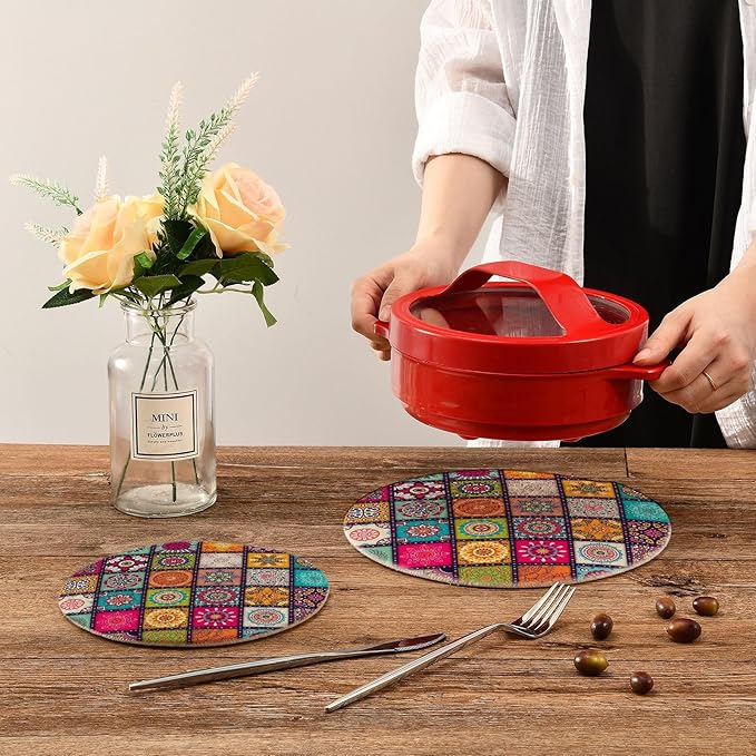Kitchen Trivets Pot Holders Set of 2, Mexican Tiles Mandala Trivets for Hot Pots Dishes Woven Trivet Coaster Pad Mat for Counter