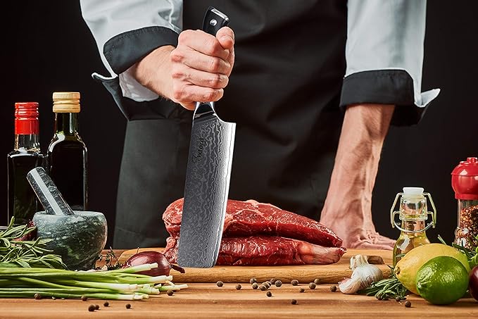 Oxford CHEF Nakiri Chef Knife 6.5 Inch - Damascus Japanese VG10 Super Steel 67 Layer High Carbon Stainless Steel