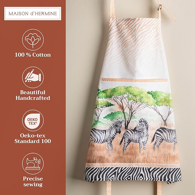 Maison d' Hermine 100% Cotton Apron for women with Pocket Kitchen Chef Apron for Men Cooking Gardening Server Waitress