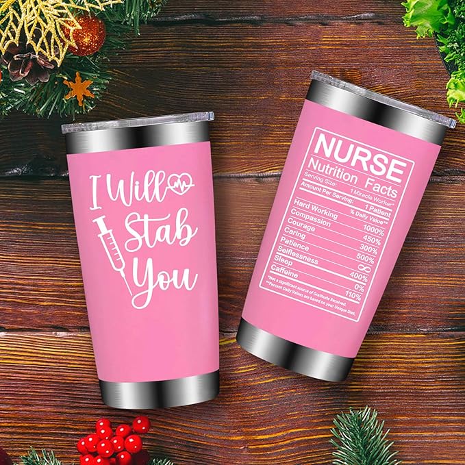 Nurse Gifts for Women - Nurses Week Gift - Nurse Graduation Appreciation Christmas Gifts for Nurses, Practitioner - 20oz I Will Stab You Tumbler Cup