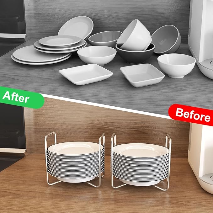 Adjustable Bamboo Dish Drying Rack - Stainless Steel 304 Dish Rack for Kitchen | Counter Home Essentials for Efficient Dish Organization and Drying (White, 2*Small)