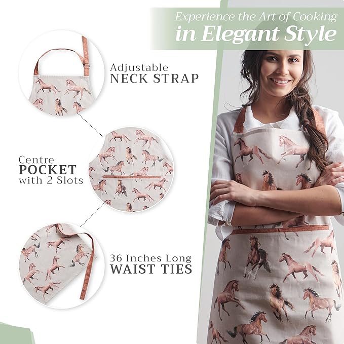 Maison d' Hermine 100% Cotton Apron for women with Pocket Kitchen Chef Apron for Men Cooking Gardening Server Waitress
