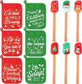 Yaomiao 12 Pcs Christmas Pot Holders with Silicone Spatula Set Wooden Handles Pot Holders for Christmas Kitchen Utensils xmas Baking Gifts for Neighbor Cooking Essentials(Cute)