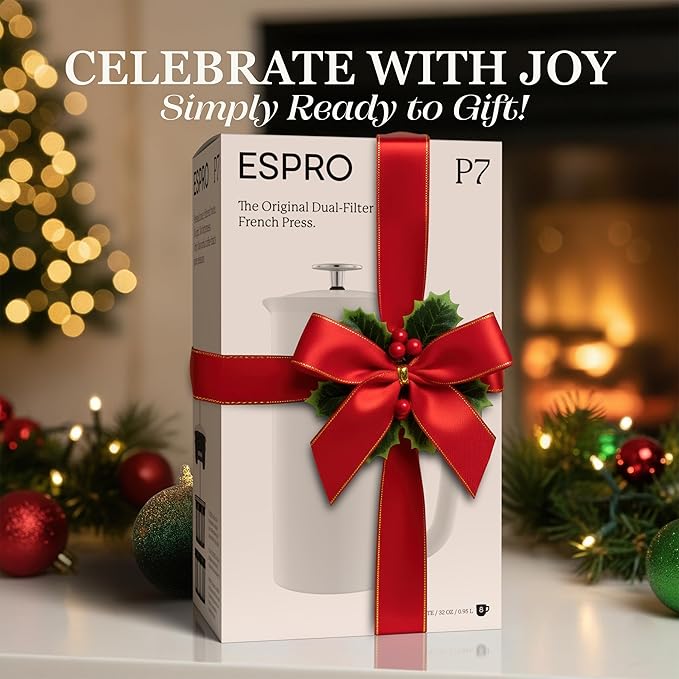 ESPRO P7 French Press Stainless Steel 304 – Patented Double Walled Micro-Filter Insulated French Press Coffee Maker, Grit-Free Brew - Heat Resistant BPA Free - Matte White (18oz)
