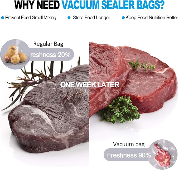 2.7×4 Inch/7x10cm Mini Vacuum Sealer Bags,Small Precut Food Storage Bag,Seal Meal Snack Fruit Nut,Boil Steam Heat Freeze,Commercial Grade Heavy Duty Sealable Bags(100PCS, Transparent)