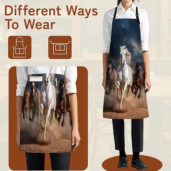 Cooking Aprons for Men and Women,Adjustable Bib Chef Apron with 2 Pockets, Soft and Durability Kitchen Apron