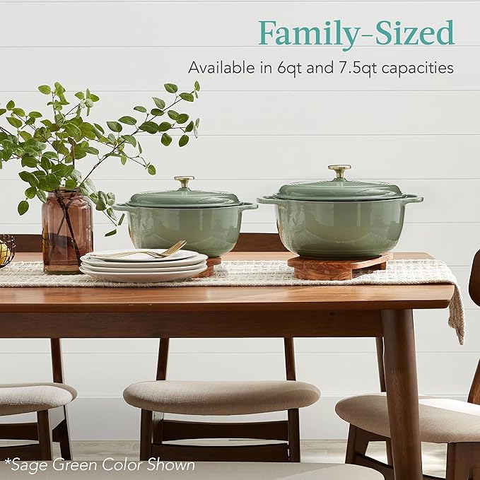Best Choice Products 6 Quart Enamel Cast-Iron Round Dutch Oven, Family Style Heavy-Duty Pre-Seasoned Cookware for Home, Kitchen, Dining Room, Oven Safe w/Lid, Dual Handles - Cabernet Red