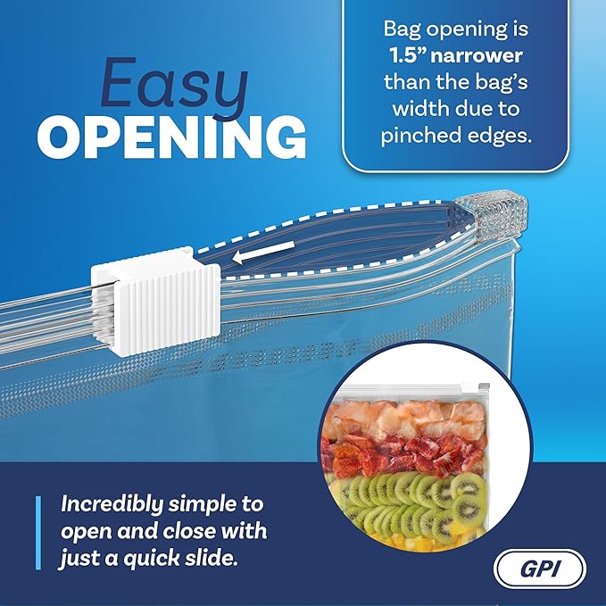 1000 Count - Slider Zip Food Storage Bags, 8" x 10" (1/2 Gallon) 3 Mil Heavy Duty, Strong & Durable For Freezer Storage, For Sandwiches, Snacks & More. GPI
