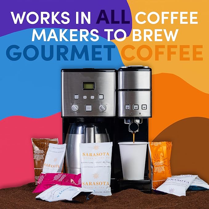 Coffee Packets Sampler – Variety Pack Ground Coffee Gift Set, Medium Dark & Flavored Roast, Low Acid Gourmet Pre-Measured Coffee Packs for 12-Cup Brewers, 2oz Individual Bags, Bulk Assortment