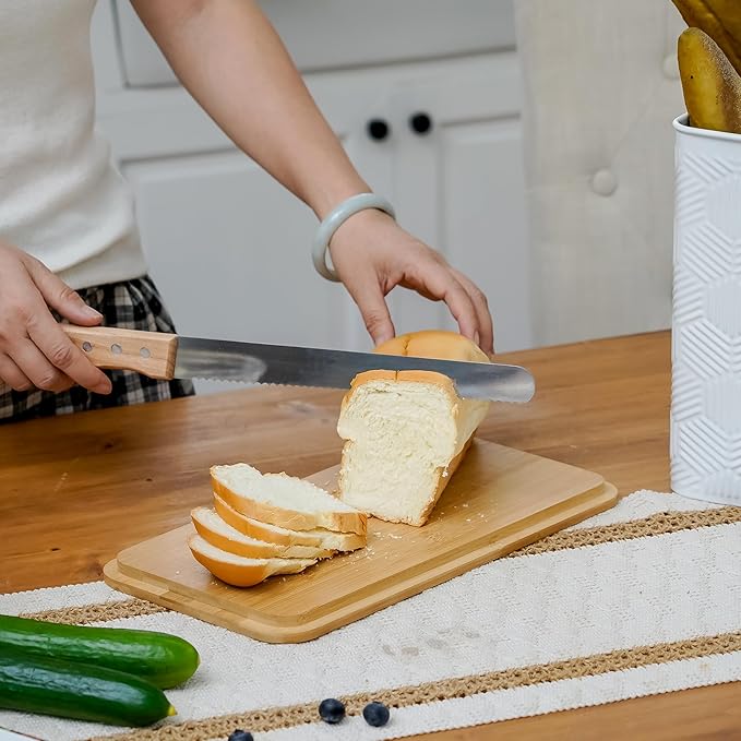 Extra Large Bread Box for Kitchen Countertop Corner Breadbox for Homemade Bread Metal White Hexagon Stripe Pattern Embossed Storage Container Bin with Bamboo Lid Fits 2 Loaves of Bread