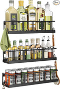 Spice Rack Wall Mounted 3 Pack, Space-Saving Spice Organizer for Spice Jars and Seasonings,Screw or Adhesive Hanging Spice Rack Organizer for Your Kitchen Cabinet,or Pantry Door