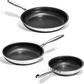 KITEXPERT Titanium Non Stick Frying Pan Set, 8" 10" 12" Ceramic Frying Pans Nonstick, 3 Pieces Non Toxic Skillets Stainless Steel, PFAS, PFOA & PTFE Free, Dishwasher, All Cooktops Compatible