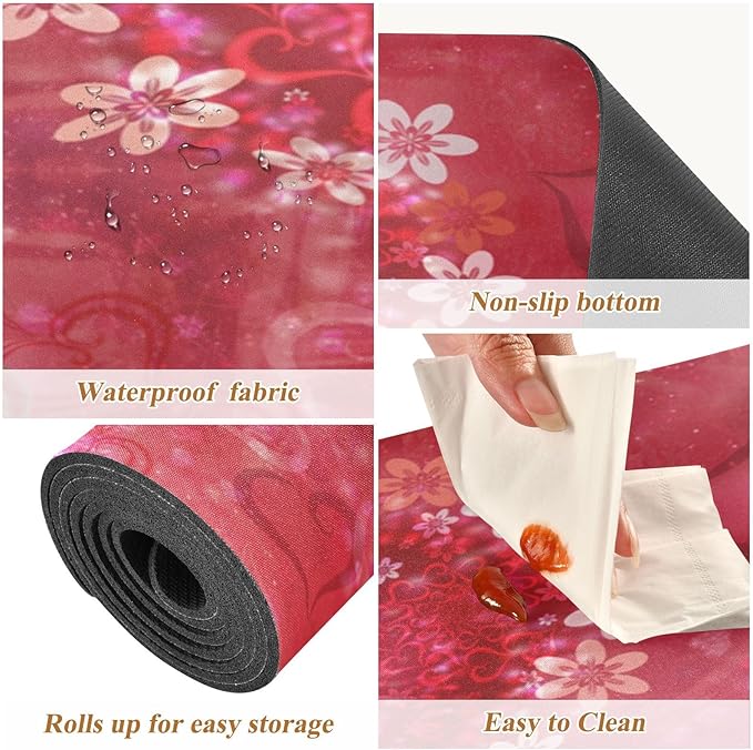 senya Valentine's Day Trivet Table Runner 40 Inches Long Happy Valentine's Day Floral Heart Heat Resistant Hot Pad Multi Purpose Mat for for Hot Pots Pans Kitchen Countertops, B01C23045