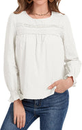 Long Sleeve Shirts Women Dressy Blouses for Women Cute Crew Neck Fall Tops Trendy Women's Clothing 2025 Fashion