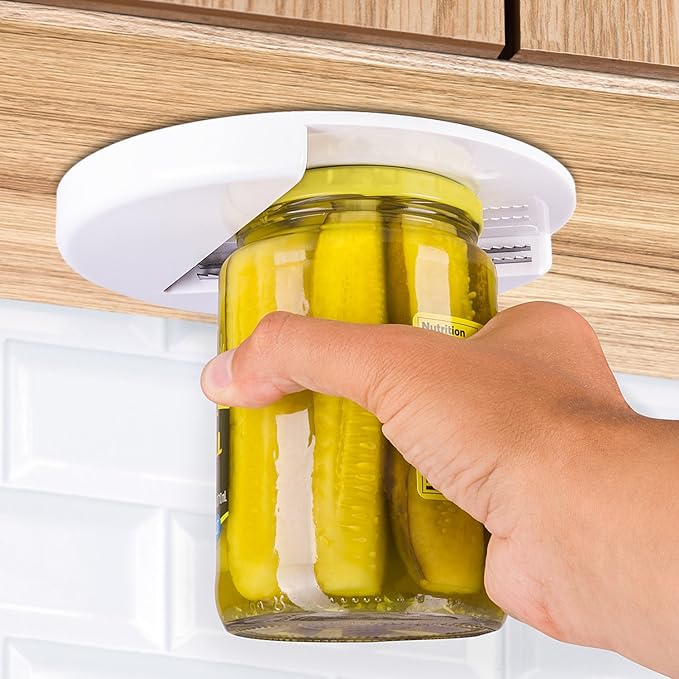 OxGord Jar Opener for Weak Hands Under Cabinet Lid Openers for Seniors with Arthritis - Cap Remover Easy Twist Off Bottle Opener Jars Kitchen Accessories Tool Counter Top Grip Can Opening Wrench